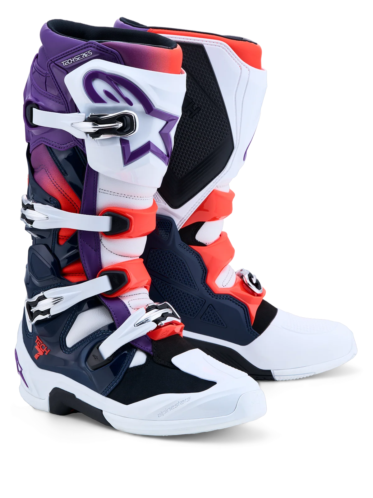 Alpinestars Tech 7 Motocross Boots - Purple White Dark Blue Red Fluo