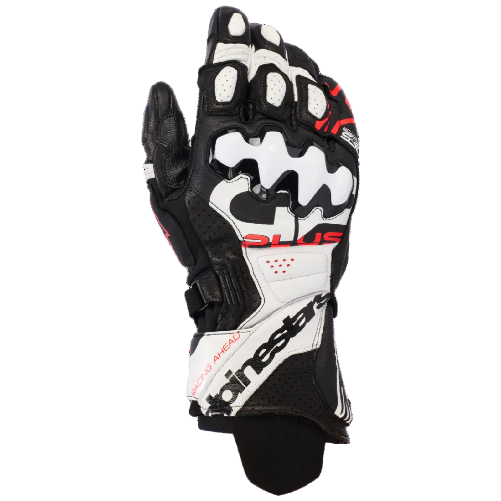 Gp Plus R V3 leren handschoenen - zwart/wit/rood fluorescerend