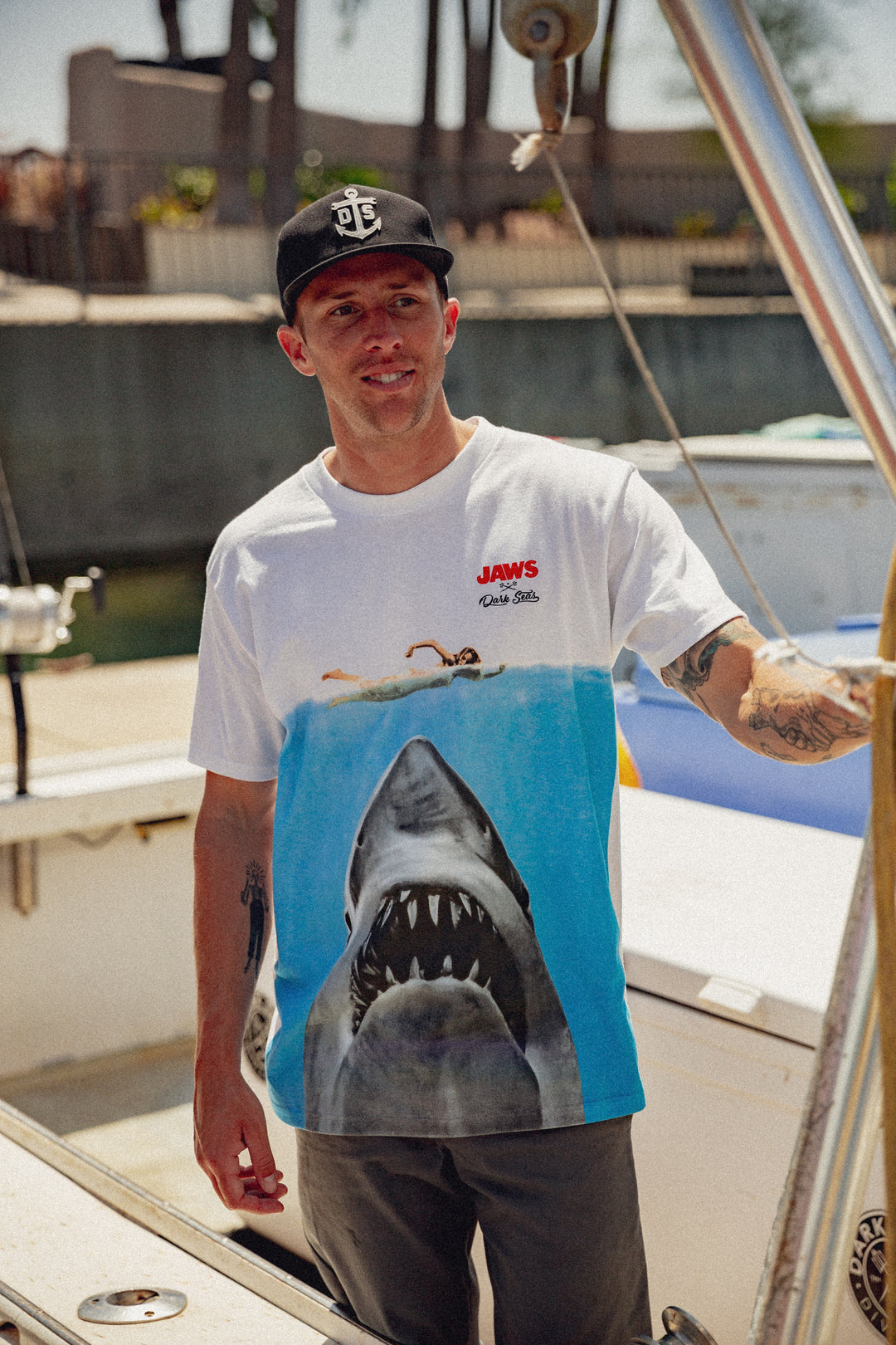 Dark Seas X Jaws Movie Poster Tee