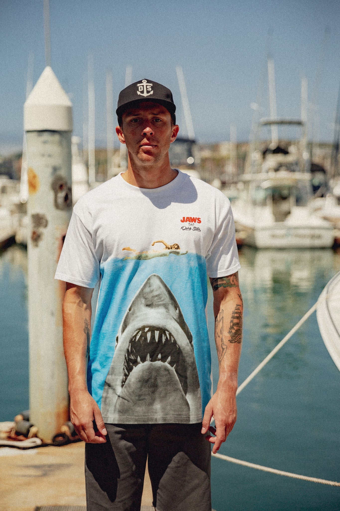 Dark Seas X Jaws Movie Poster Tee