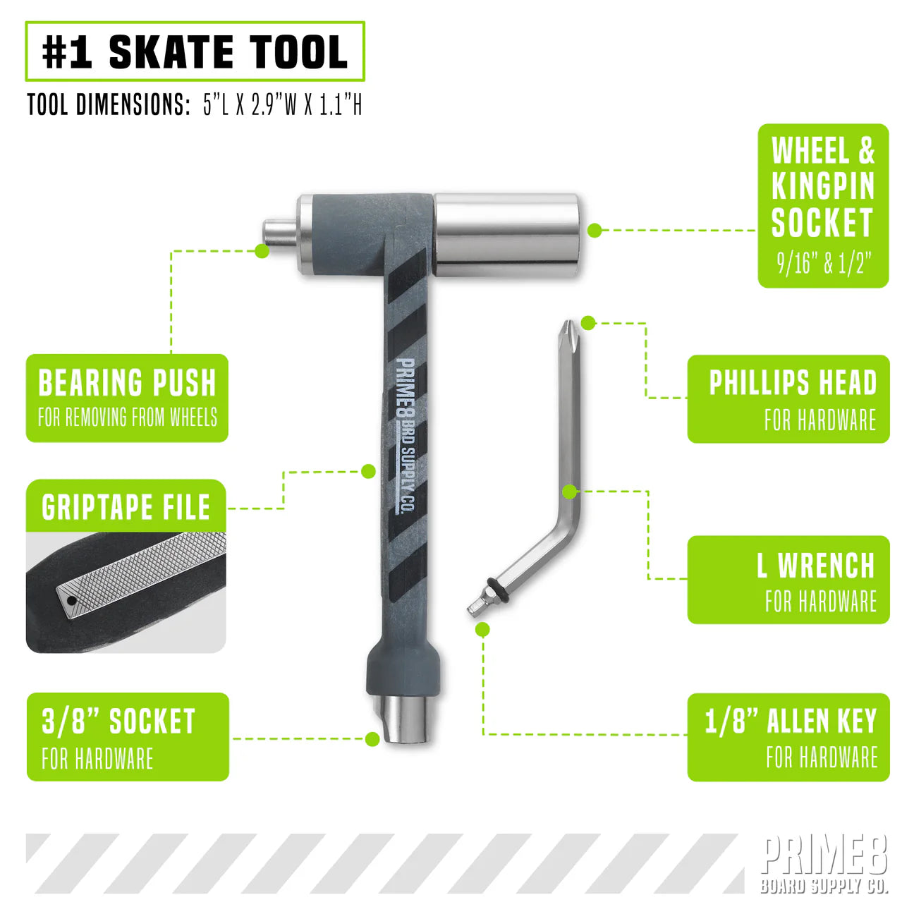 Prime 8 Premium Skate Tool - Black
