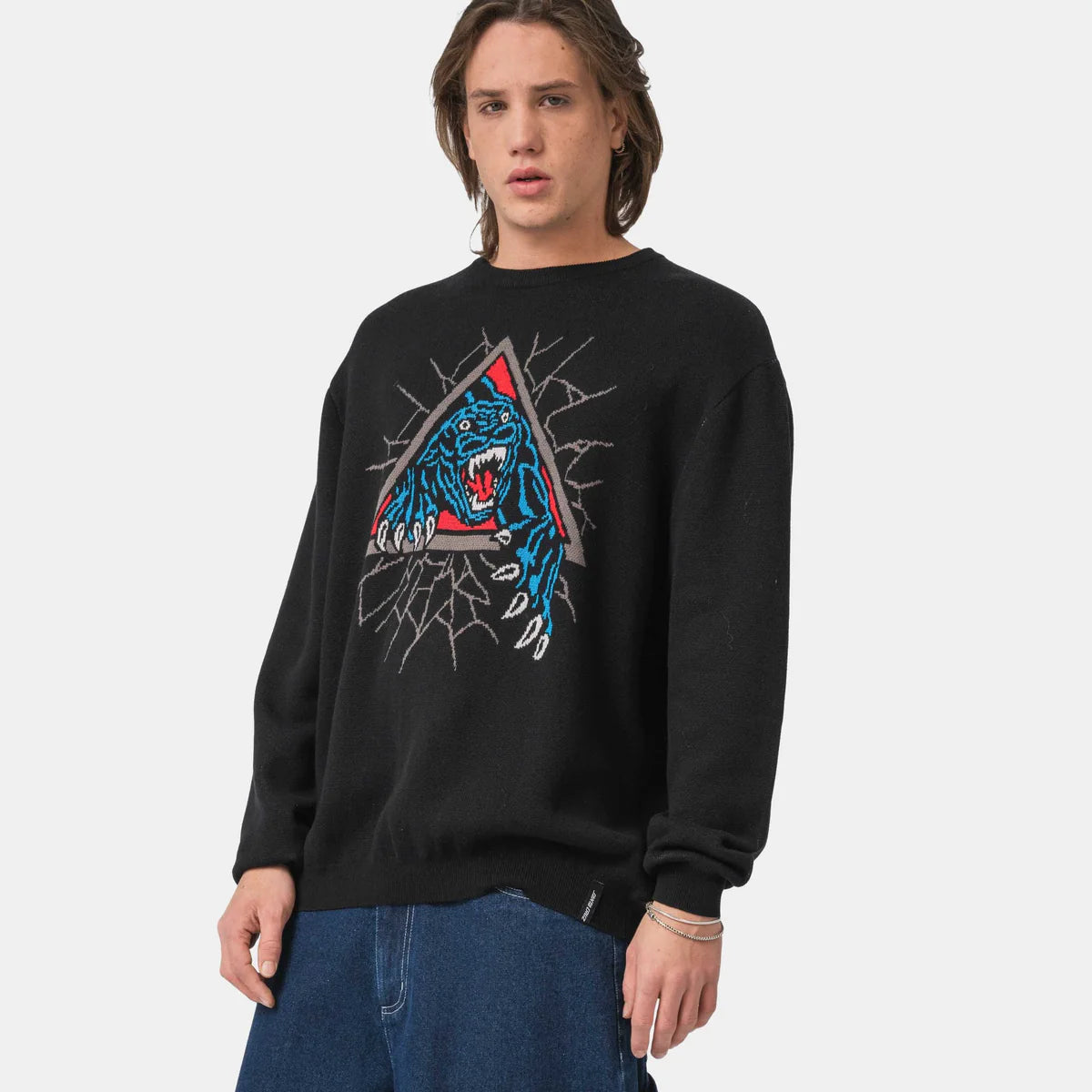 Santa Cruz Natas Panther Knit Crew - Black