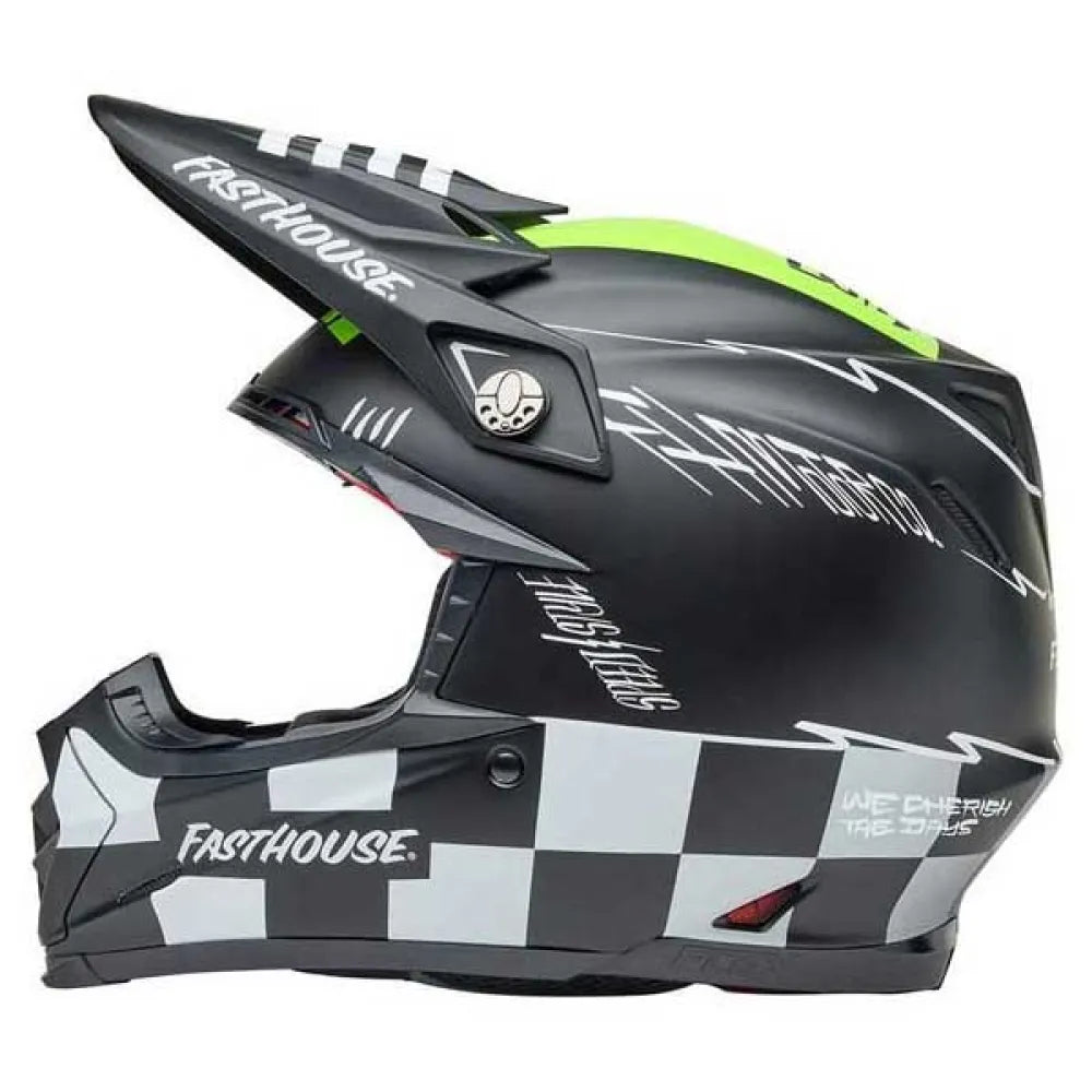 Bell Moto-9s Flex Helm Fasthouse Smoke Bomb - Matglanzend Zwart/Hi-Viz Geel