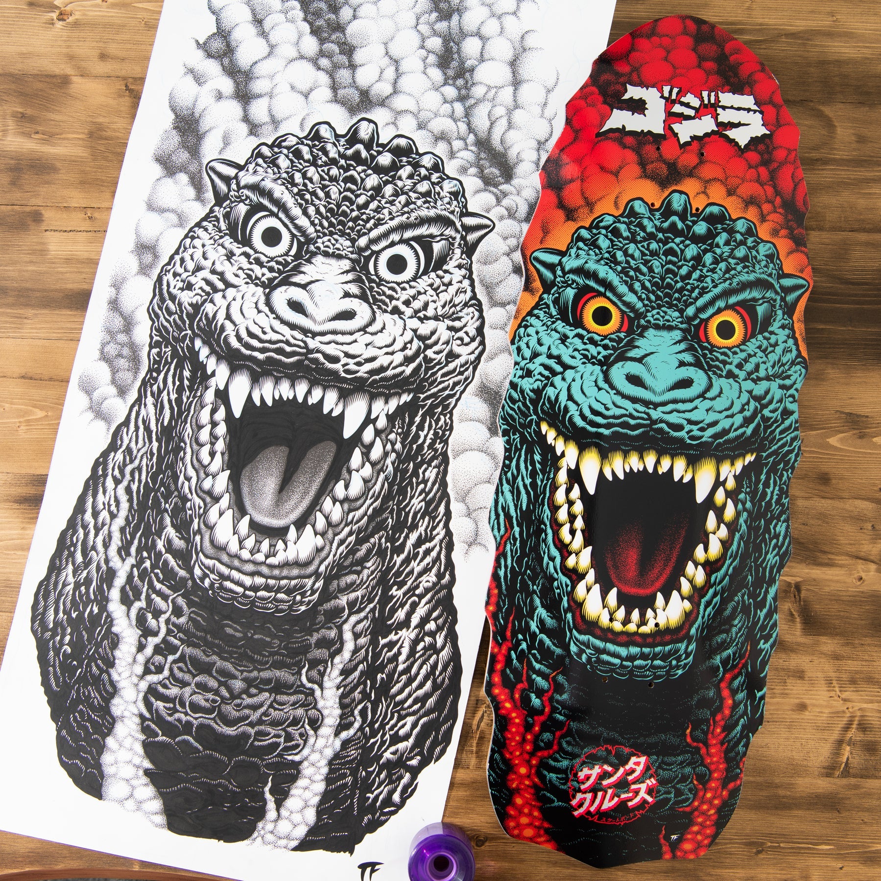Limited Edition Santa Cruz X Godzilla Destroyer 11.0in x 32.0in Skateboard Deck