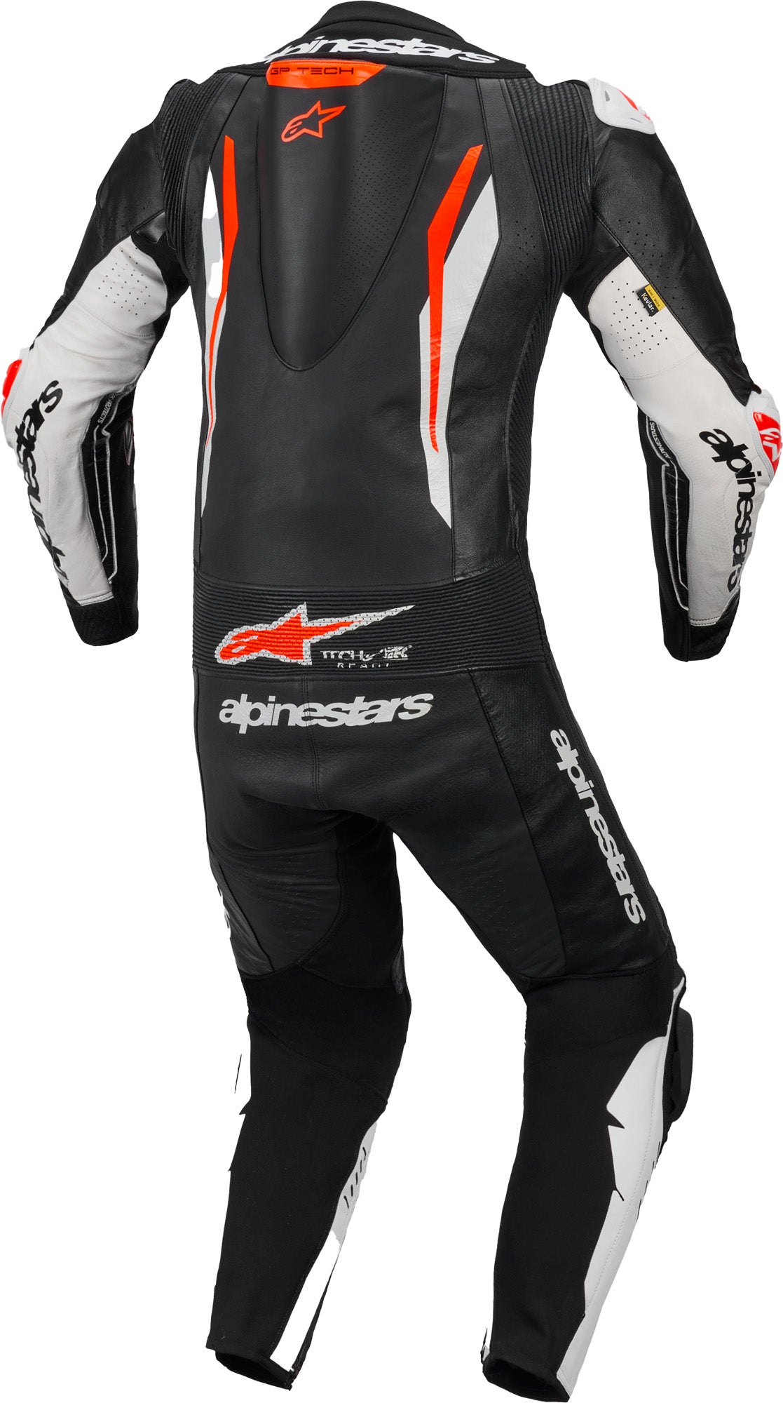 GP-Tech V5 One Piece Racing Suit - White/Black/Fuo Red