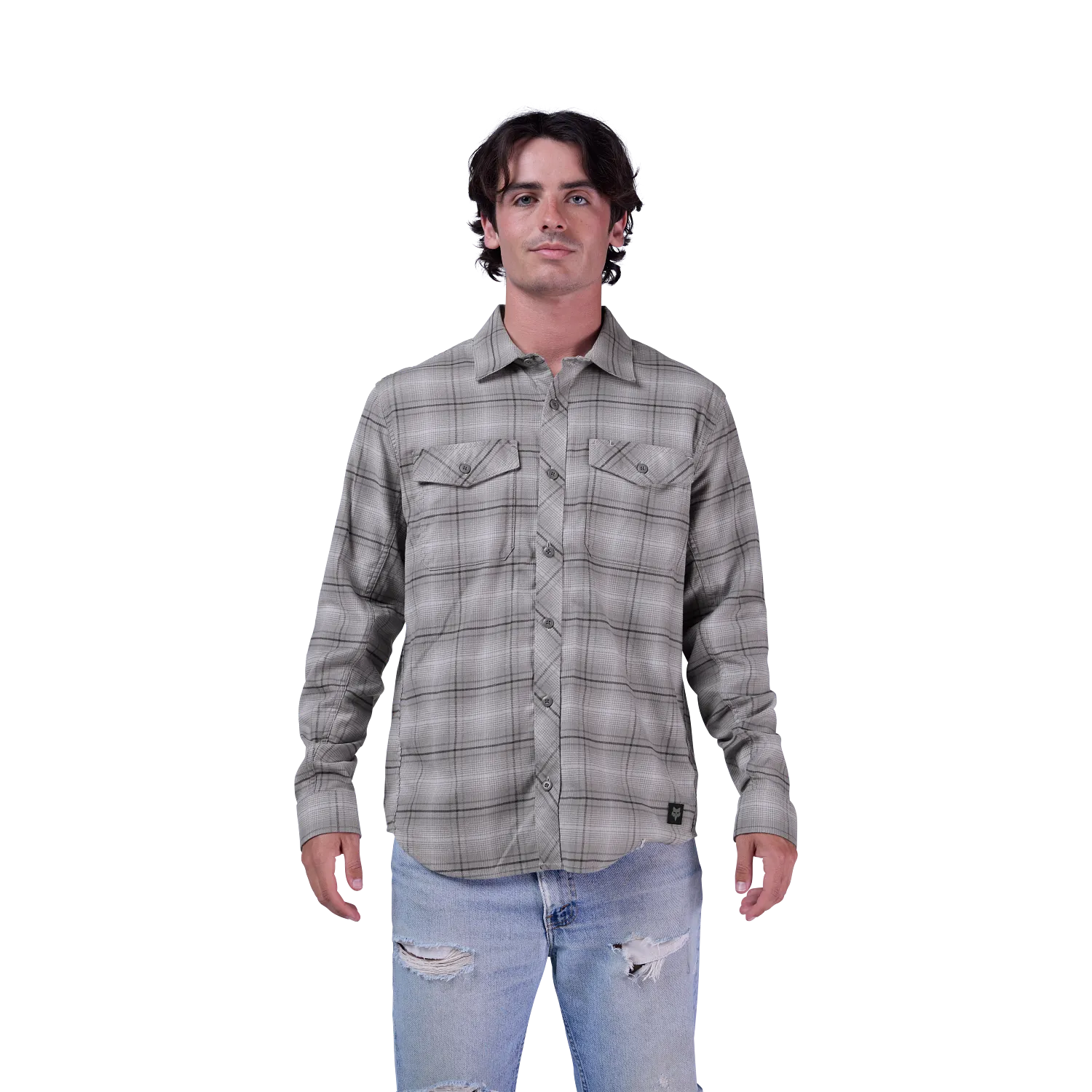 Fox Survivalist Stretch Flannel Long Sleeve Shirt - Light Grey