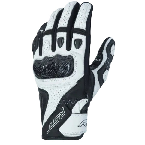 RST Stunt III Leather/Textile CE Gloves - White