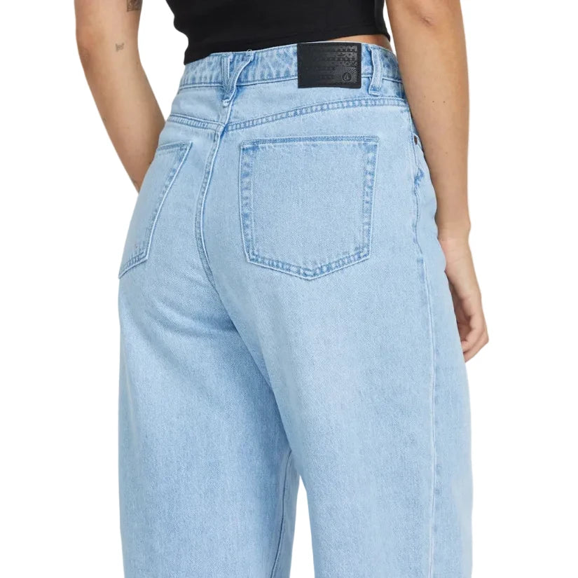 Jean Volcom Stoned Boyfriend taille haute - Bleu Oiseau