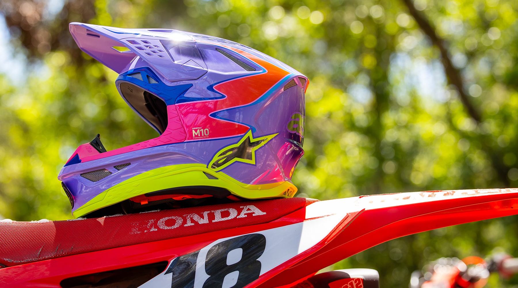 Alpinestars S-M10 Jett Lawrence R01 Replica Helmet - Purple/Pink/Fluo Yellow