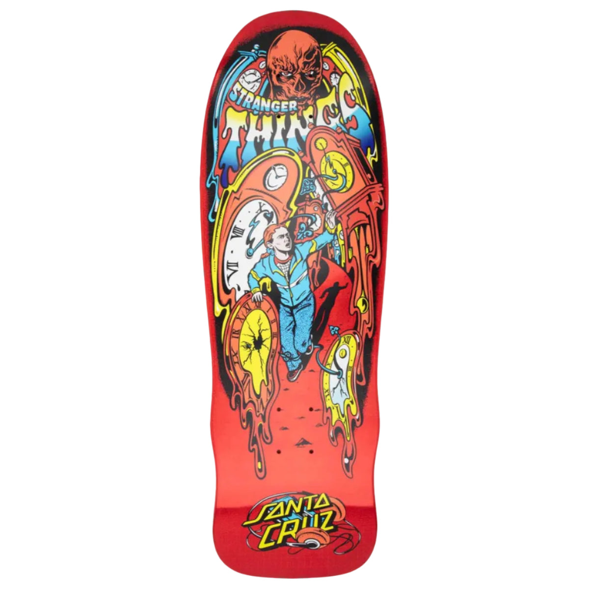 Santa Cruz X Stranger Things Melting Clock Skateboard Deck 9.7in x 29.4in