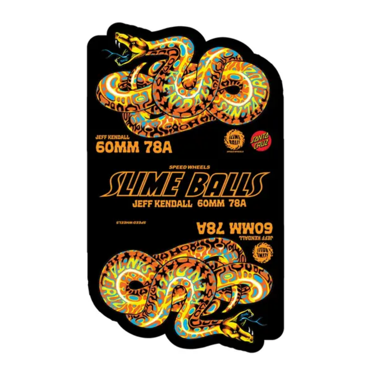 Roues Jeff Kendall Snake Slime Ball 60 mm 78a - Jaune