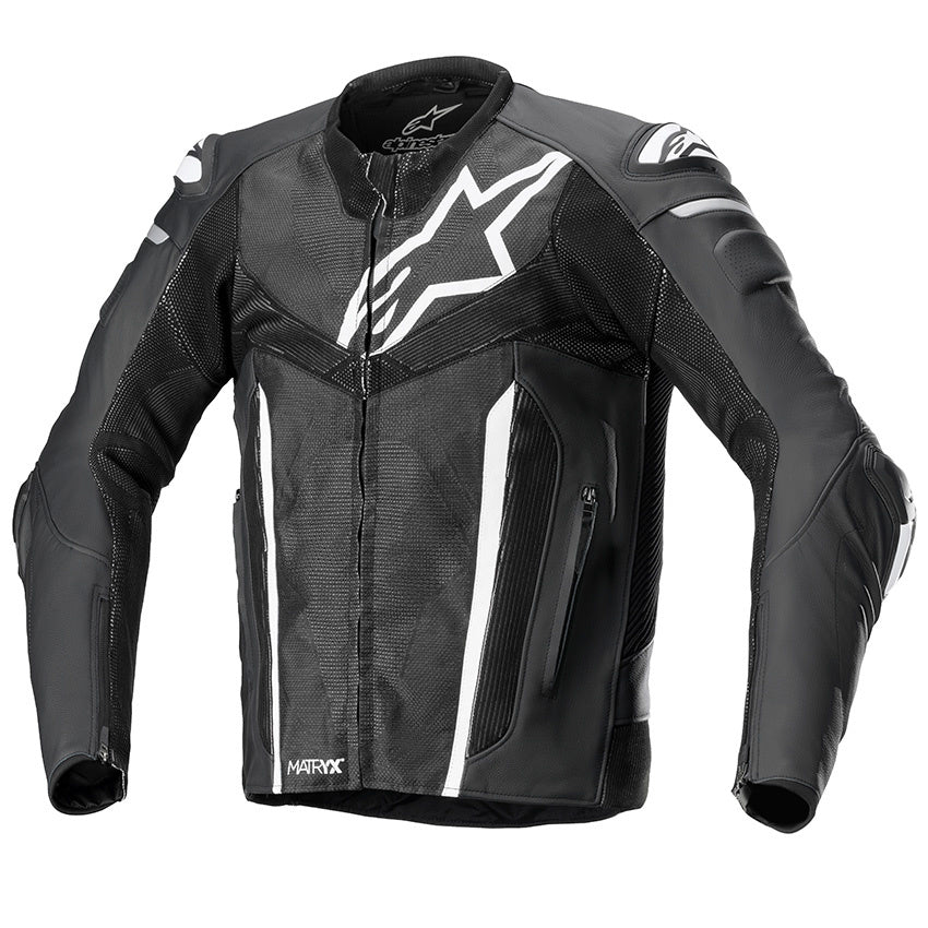 Fusion Leather Jacket - Black/White/Metallic Gray
