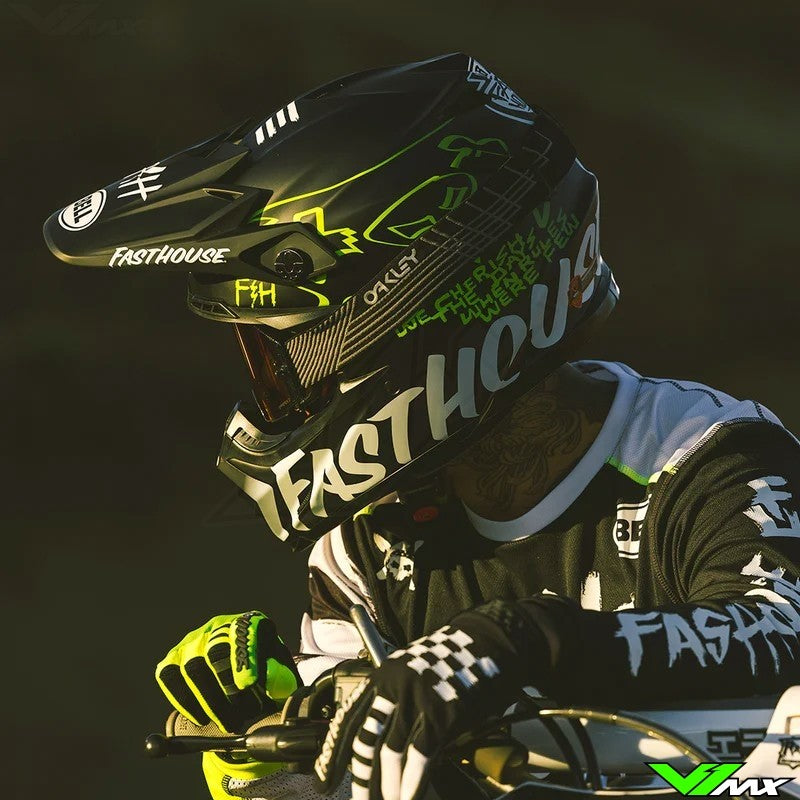 Bell Moto-9s Flex Helm Fasthouse Smoke Bomb - Matglanzend Zwart/Hi-Viz Geel