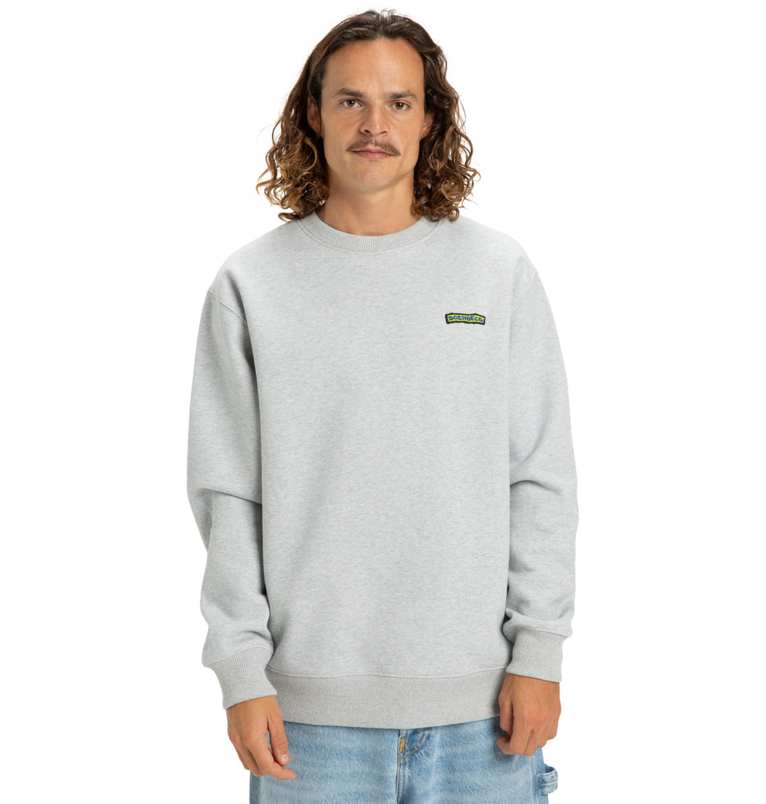 DC Patch It Crew Sweater - Light Heather Grey