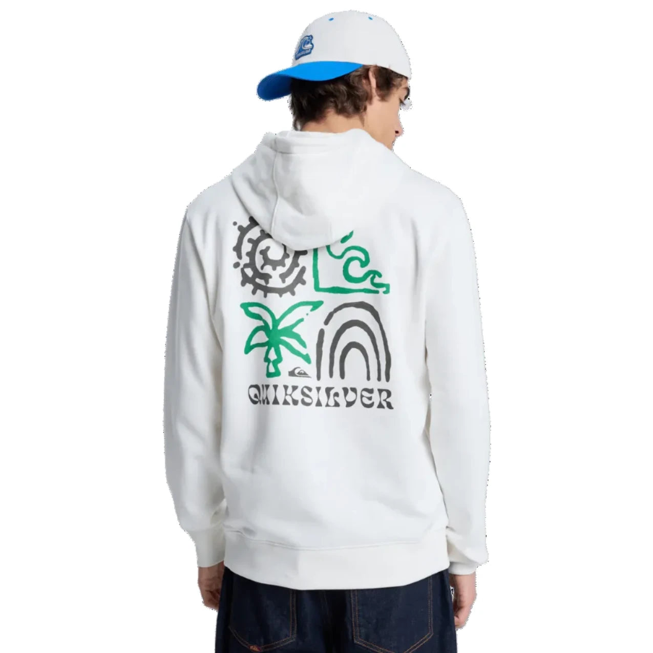 Quiksilver Screen Hoodie Front & Back - Snow White