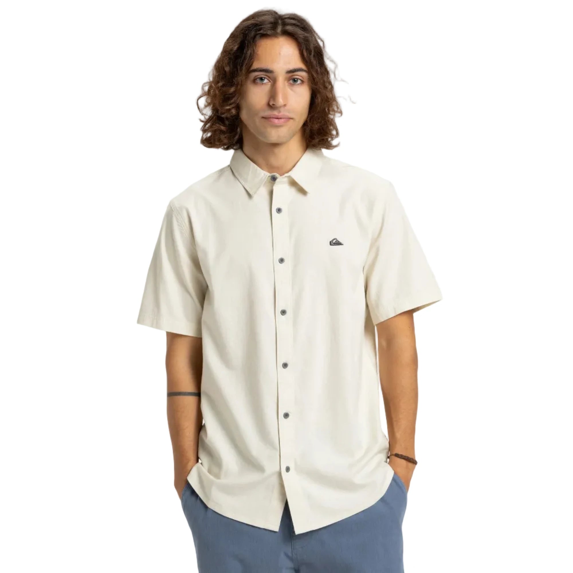 Quiksilver Mens Premium Stretch Short Sleeve - Bone White