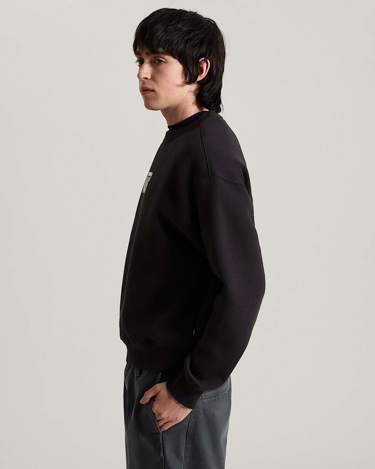 Vans Youth Stretch Logo Crew Sweatshirt - Black