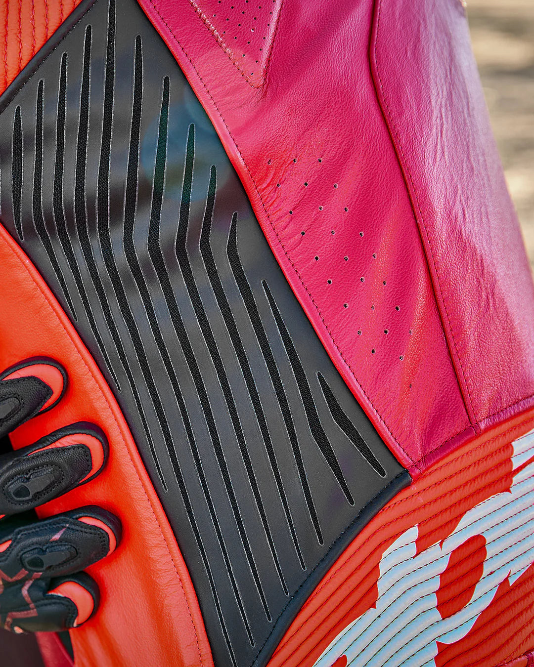 GP Plus V4 Sprint One Piece leren pak - Rood fluorescerend/Middenrood/Wit 